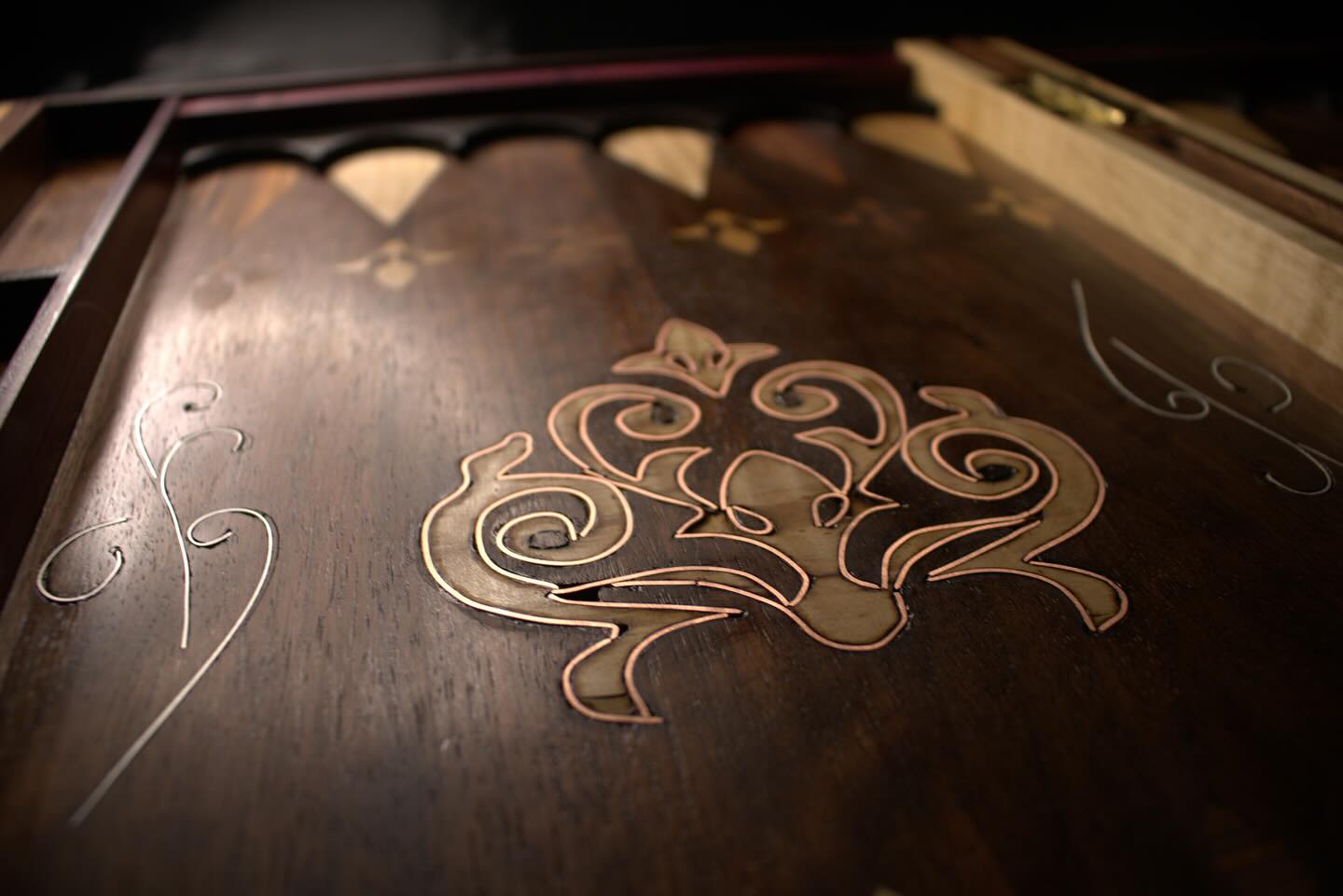 Ad Astra - Detail of copper and silver inlay